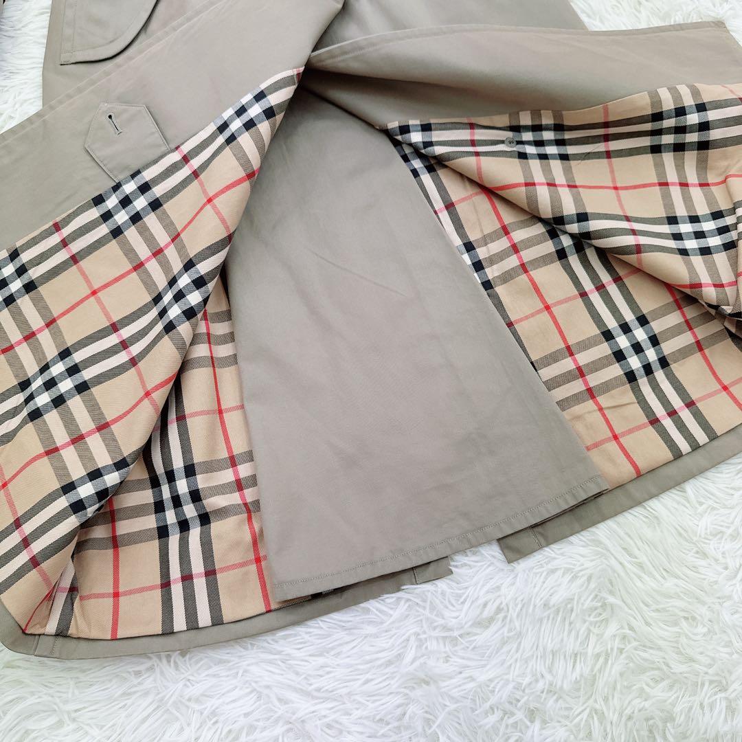 バーバリー トレンチコート ロング ベルト ノバチェック ベージュ S