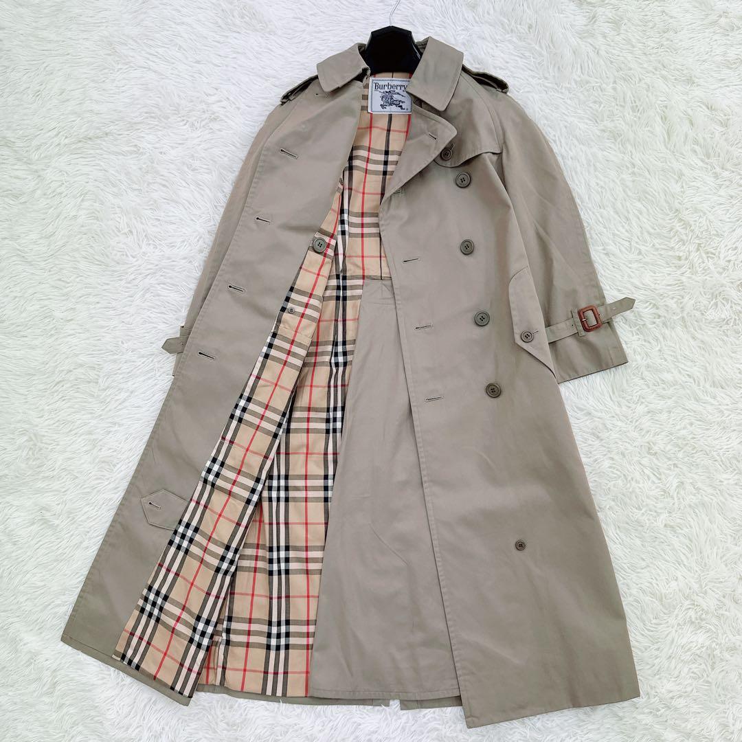 バーバリー トレンチコート ロング ベルト ノバチェック ベージュ S