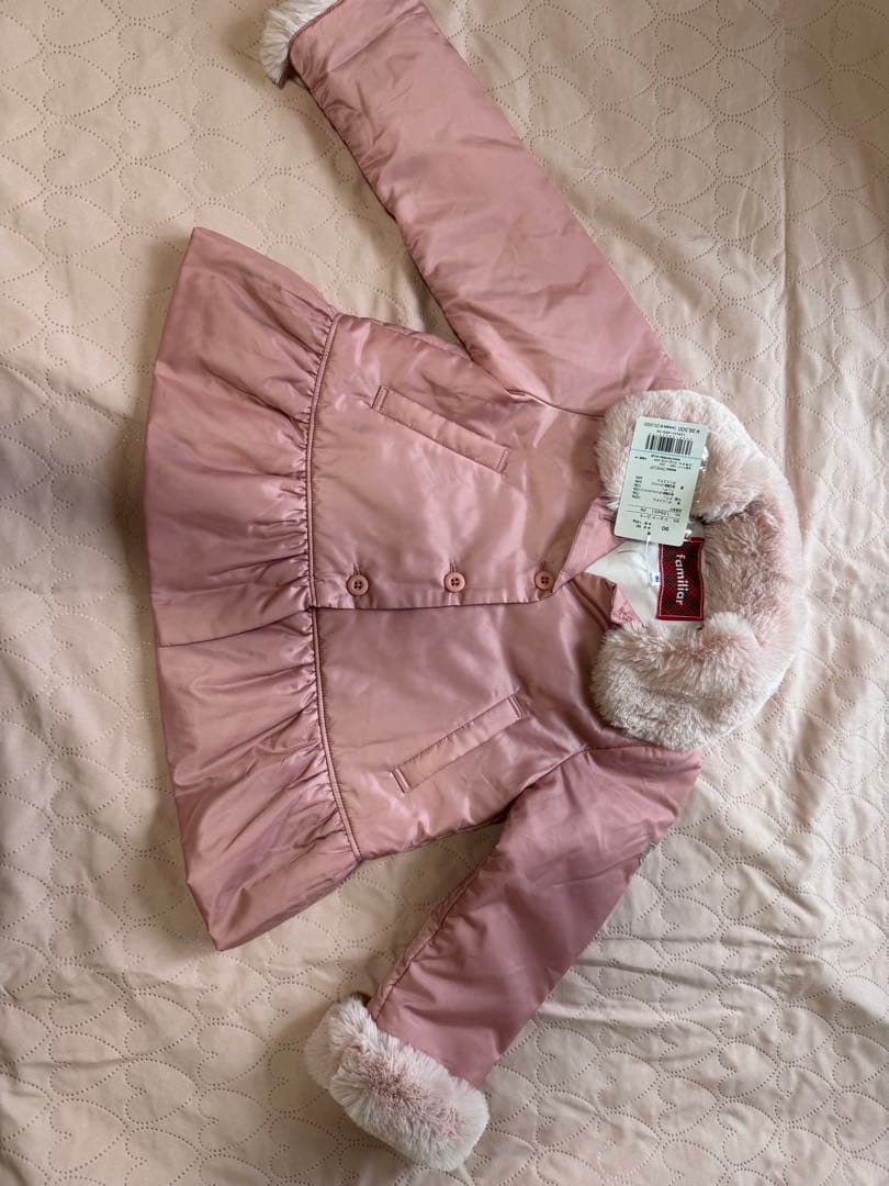 familiar ファミリア ショート中綿コート ピンク 週末限定セール