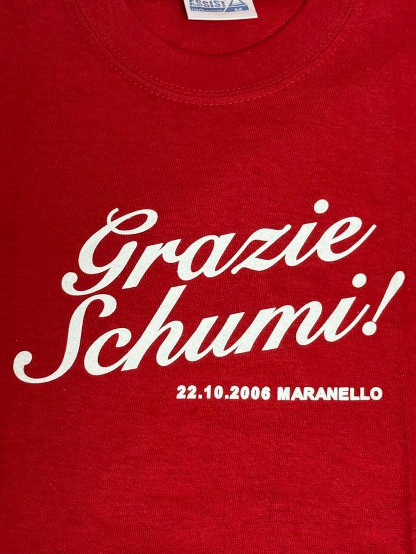 ミハエル•シューマッハ　フェラーリ引退記念Tシャツ グラッチェシューミー　M新品 フェラーリ248F1（Ferrari248F1）ミハエル・シューマッハの引退マシン