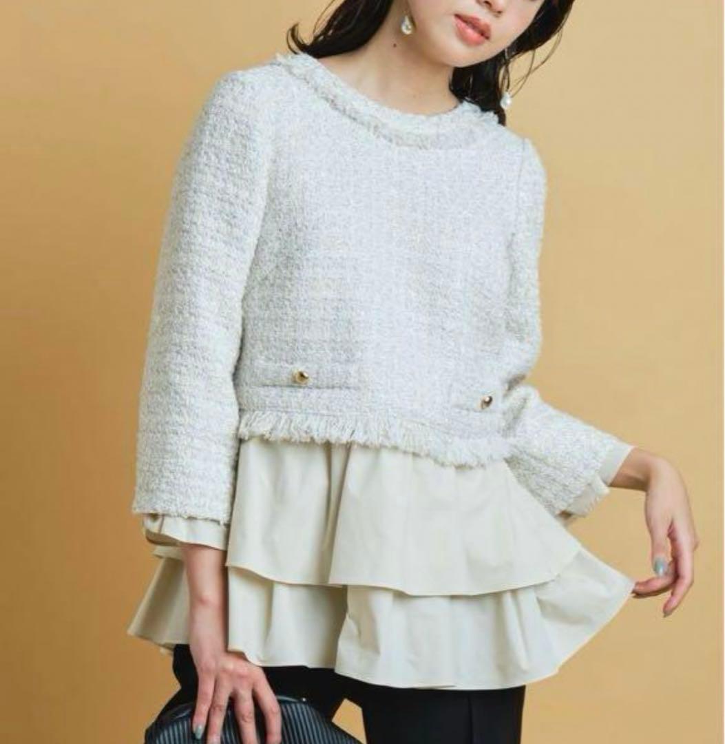 JUSGLITTY ジャスグリッティー ツイードティアードプルオーバー - メルカリ