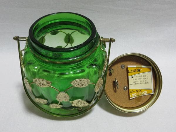 TERADA WAREガラスキャンディーポットオルゴール付昭和平成レトロ未