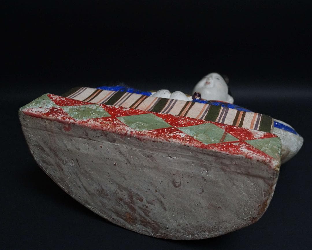 明治期 大型三次人形 天神（菅原道真）置物 光人形 粘土製歴史資料☆