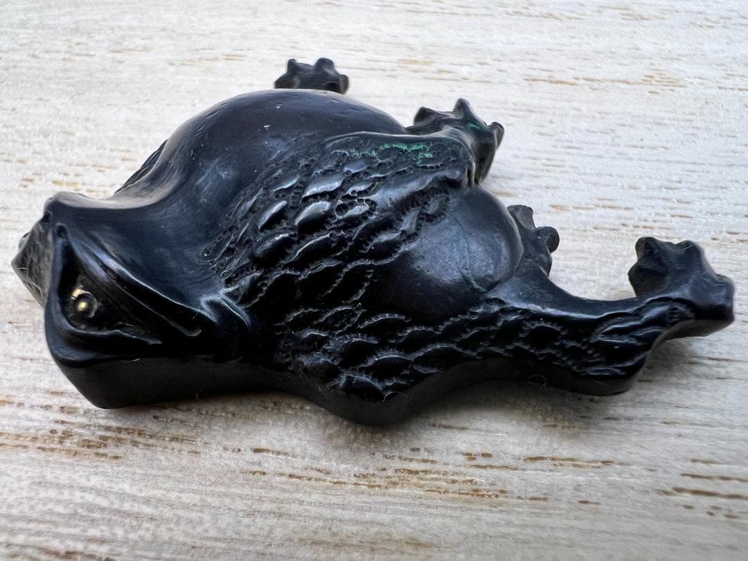 海】江戸明治金工蛙図カエル金目手彫大金具銅製鍍金骨董品箱付