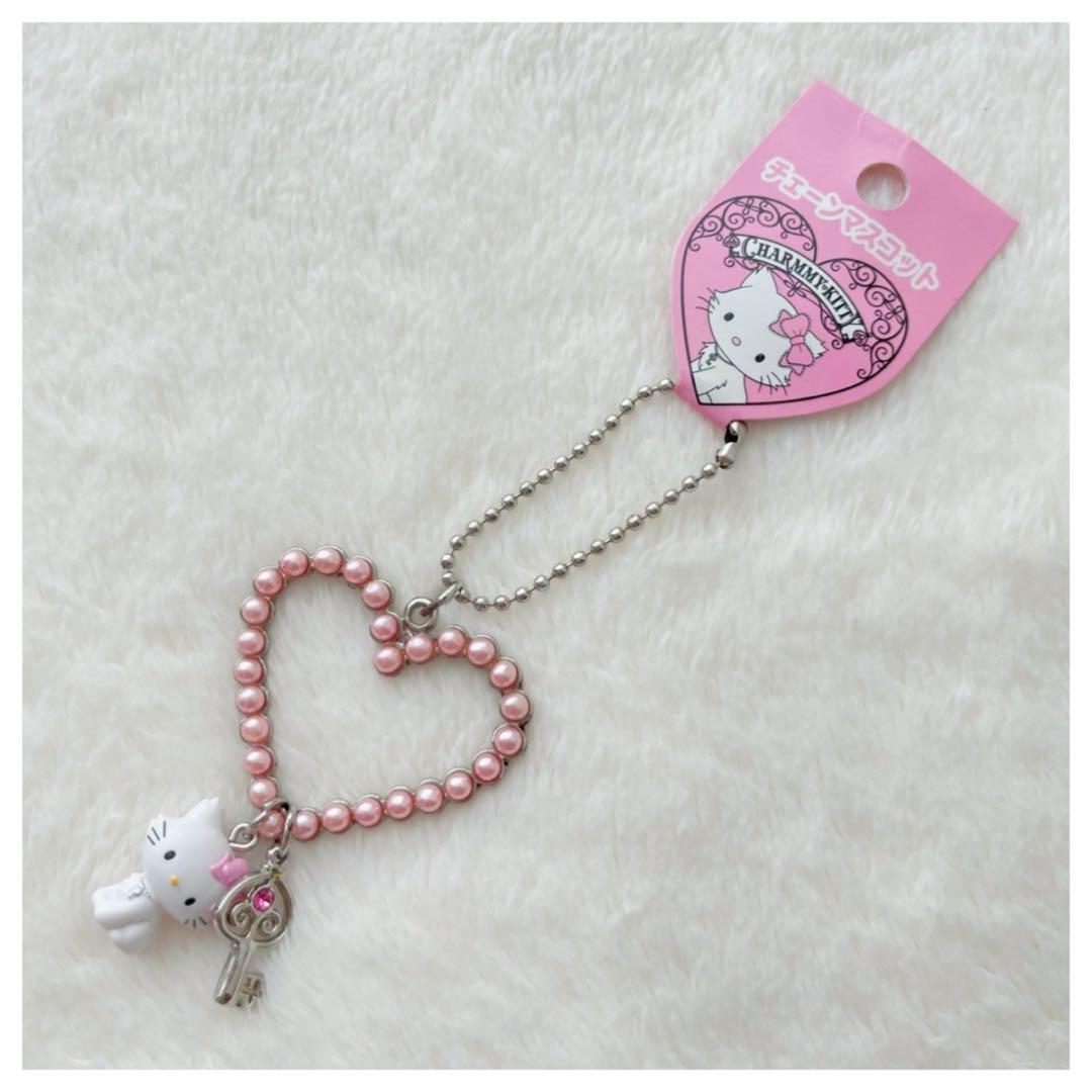 【新品】チャーミーキティ ハート パール チェーンマスコット 2004 新品】平成レトロ チャーミーキティ ハート パール チェーンマスコット
