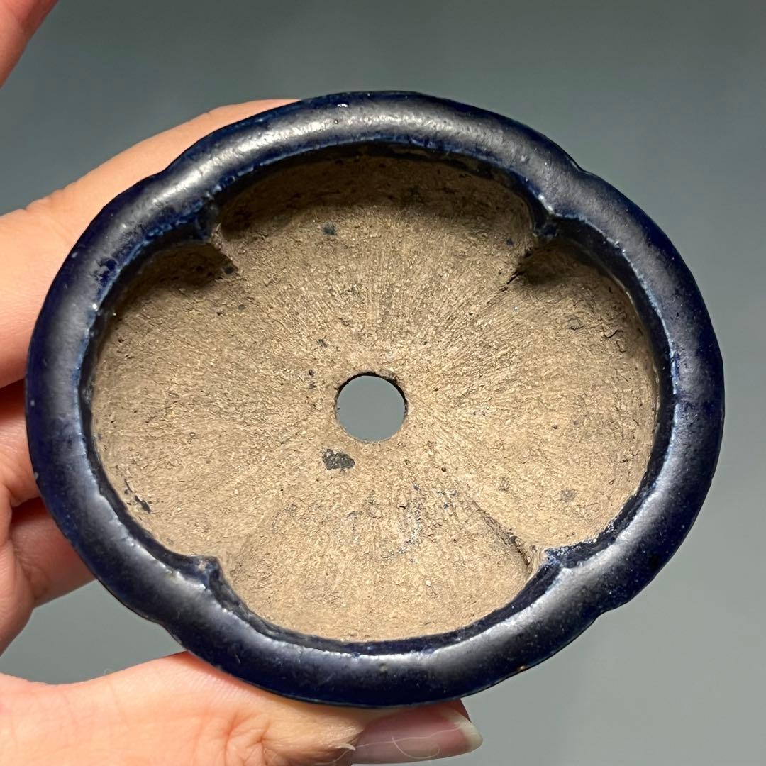 713.夢陶 琉璃釉木瓜鉢 盆栽鉢 植木鉢 8.5*7.6*2.5cm