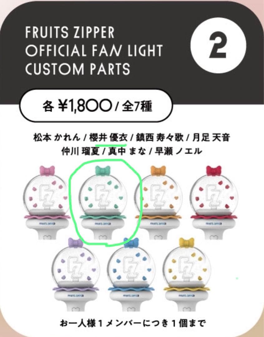 FRUITS ZIPPER ファンライトカスタムパーツ櫻井優衣 - メルカリ