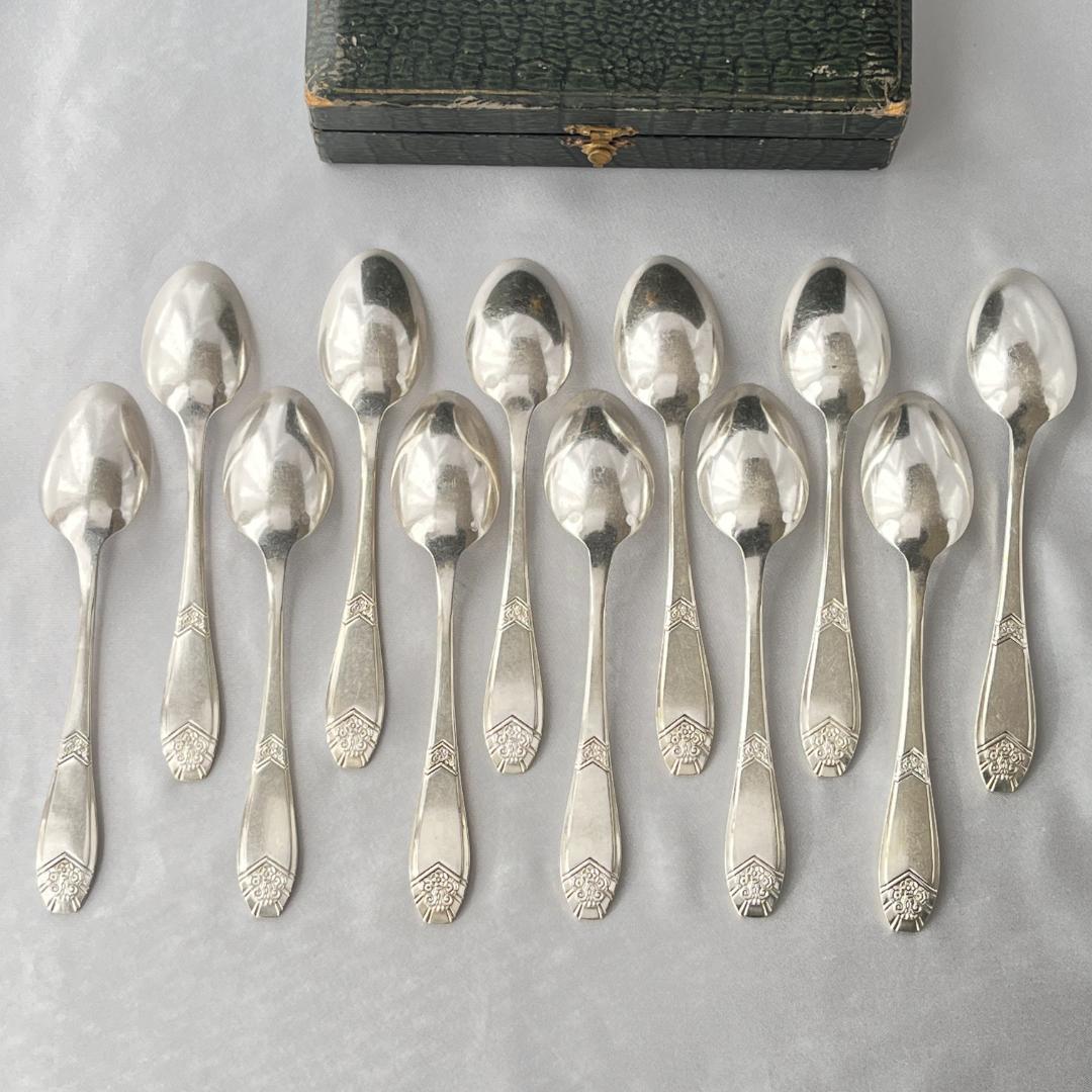 【仏蘭西】 アールデコ コーヒースプーン 12本 14.5cm ケース