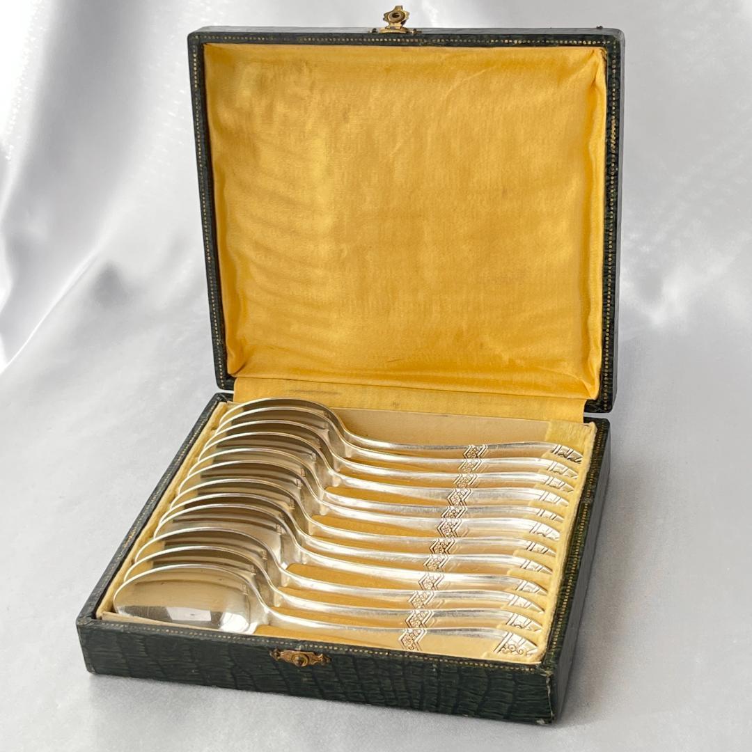 【仏蘭西】 アールデコ コーヒースプーン 12本 14.5cm ケース