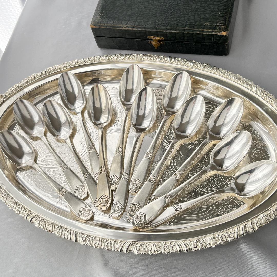 【仏蘭西】 アールデコ コーヒースプーン 12本 14.5cm ケース