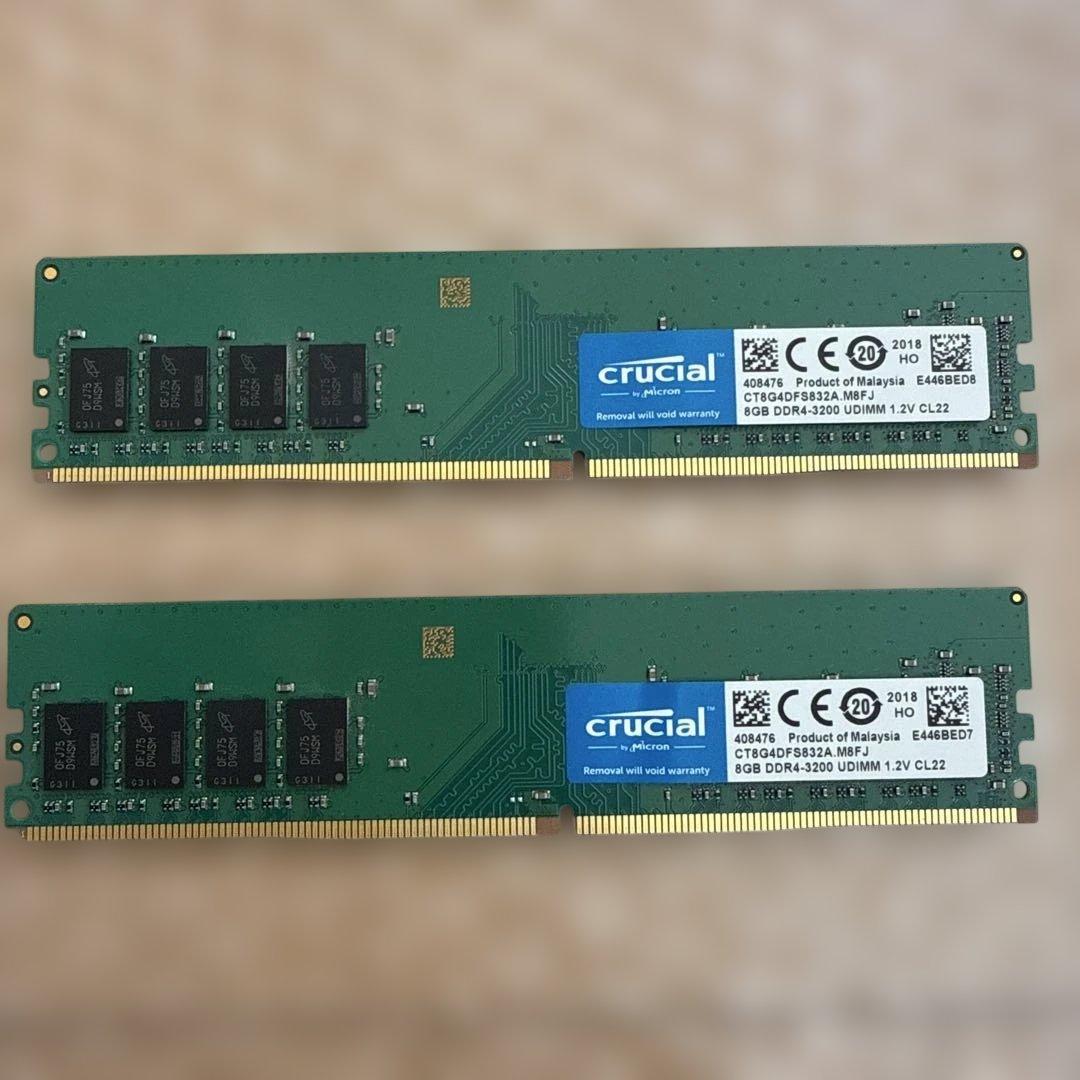 Crucial 8GB DDR4-3200 メモリ　合計16GB Crucial 16GB Kit (8GBx2) DDR4 3200 MT/S (PC4-25600) CL22 SR X8