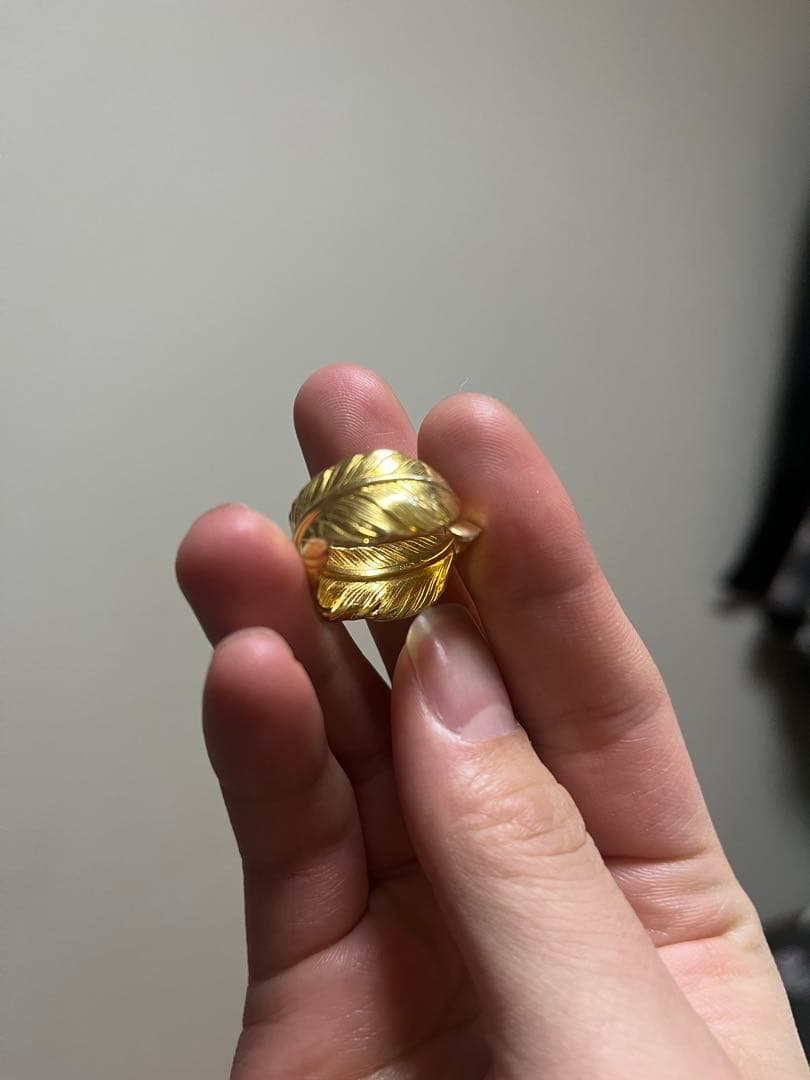s925 ゴールド フェザーリング - メルカリ