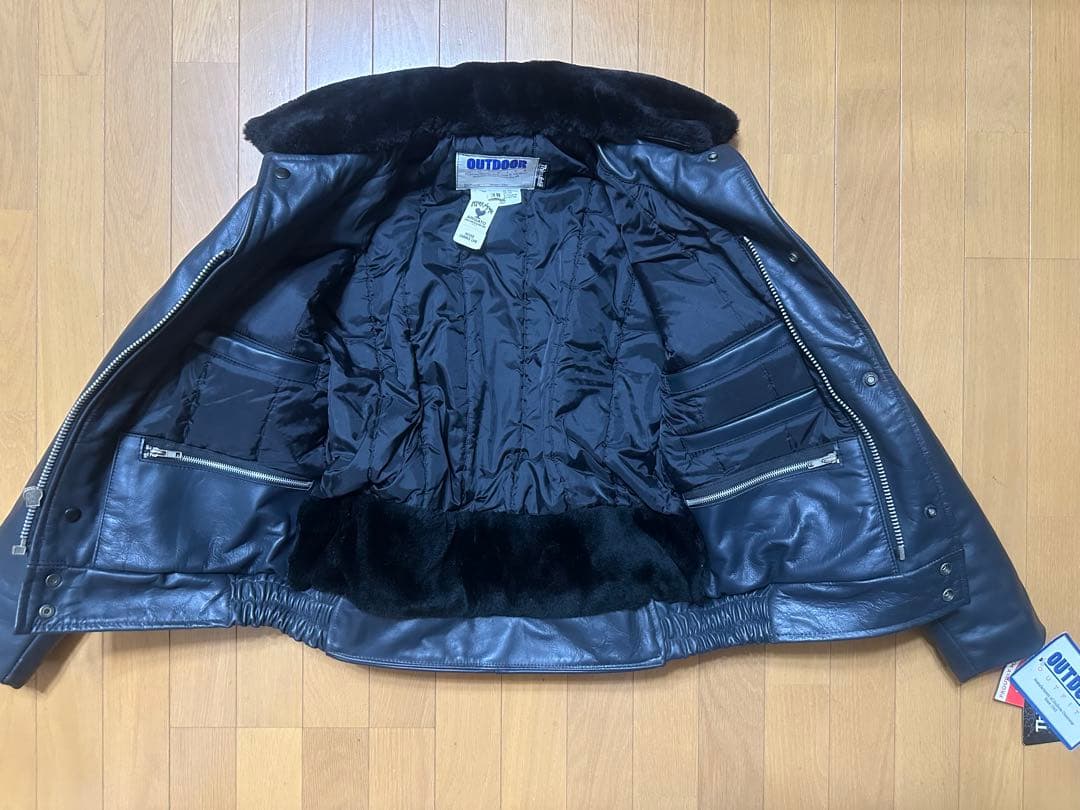 OUTDOOR レザージャケット ブラック 38 ファッション メンズ
