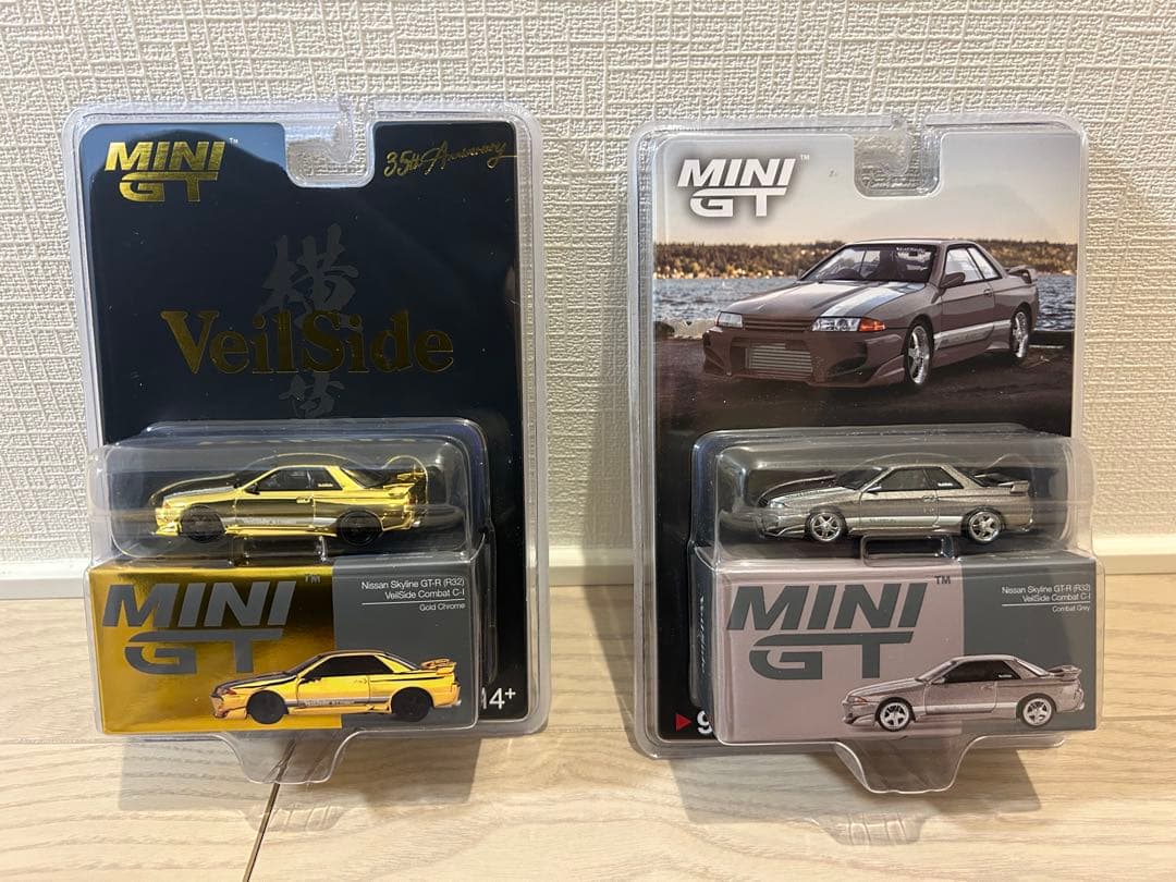 MiniGT GT-R R32 VeilSide ゴールド シルバー ２台セット MINI GT VeilSide Nissan Skyline GT-R R32 Combat C-I Gold Chrome 1