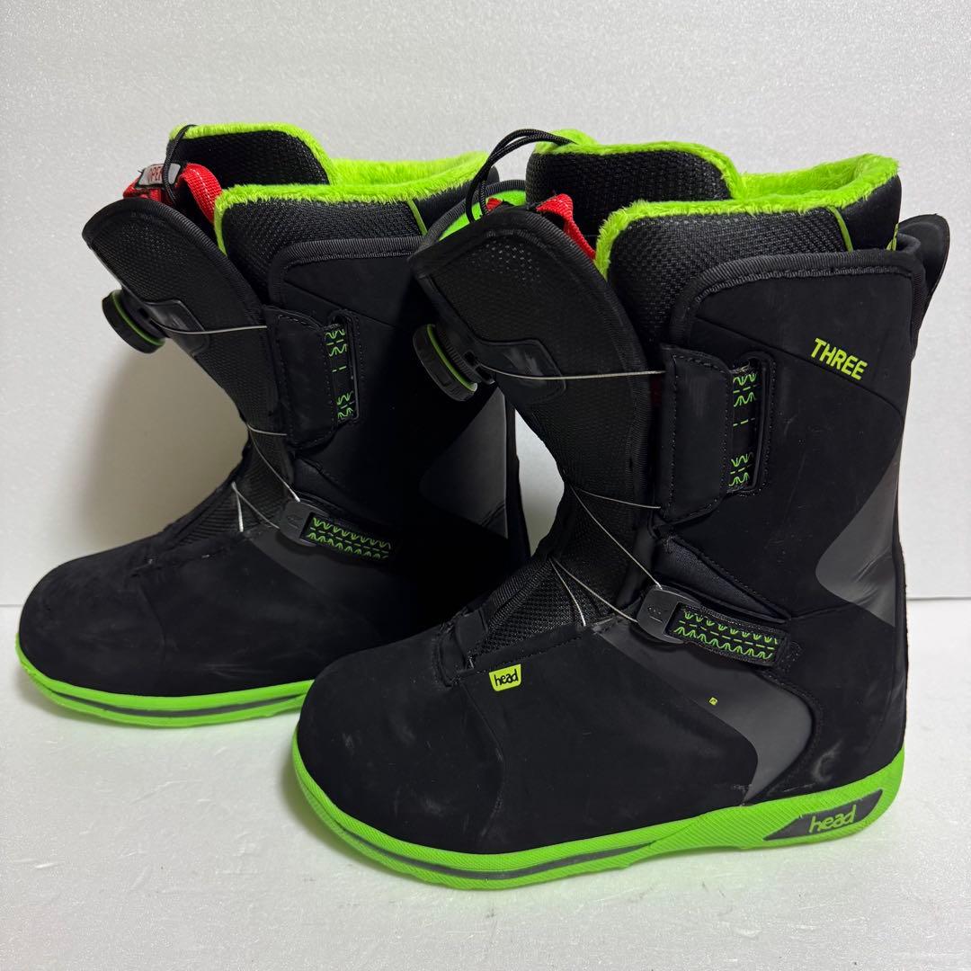 25.5cm HEAD THREE スノーボードブーツ ブラック/グリーン黒緑