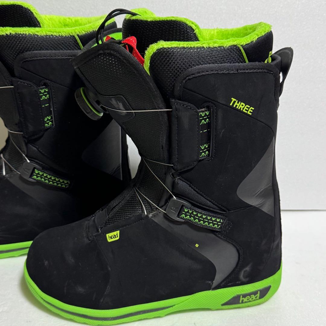 25.5cm HEAD THREE スノーボードブーツ ブラック/グリーン黒緑
