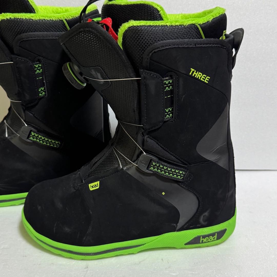 25.5cm HEAD THREE スノーボードブーツ ブラック/グリーン黒緑