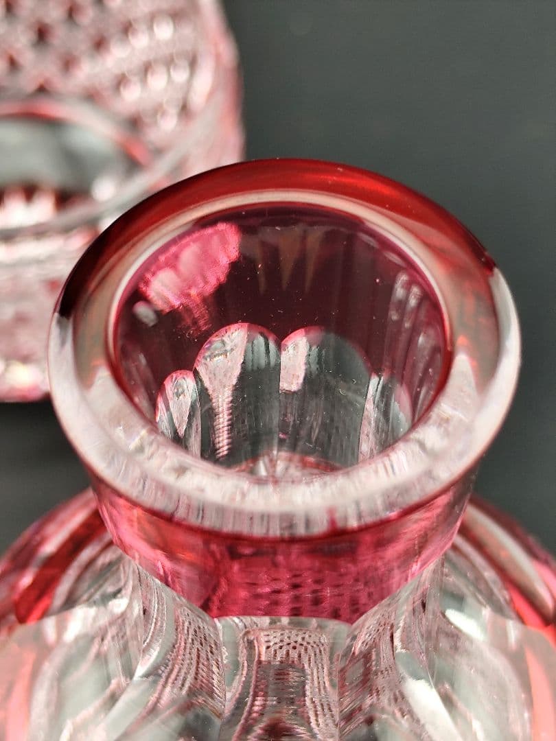 美品】木村泰典 江戸切子 八角籠目紋 酒器揃（切子、江戸切子、薩摩