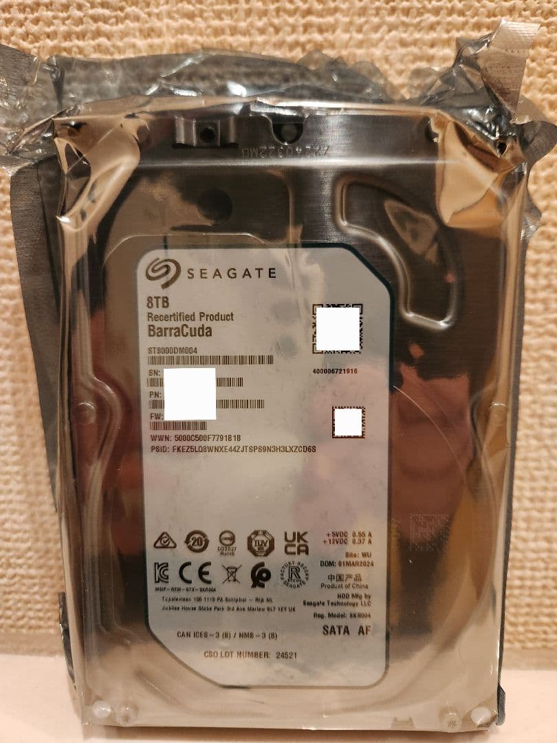 Seagate 8TB ST8000DM004 HDD Amazon整備済み品 Amazon.com: SEAGATE ST8000DM0004 BarraCuda Pro 8TB 7200 RPM 256MB