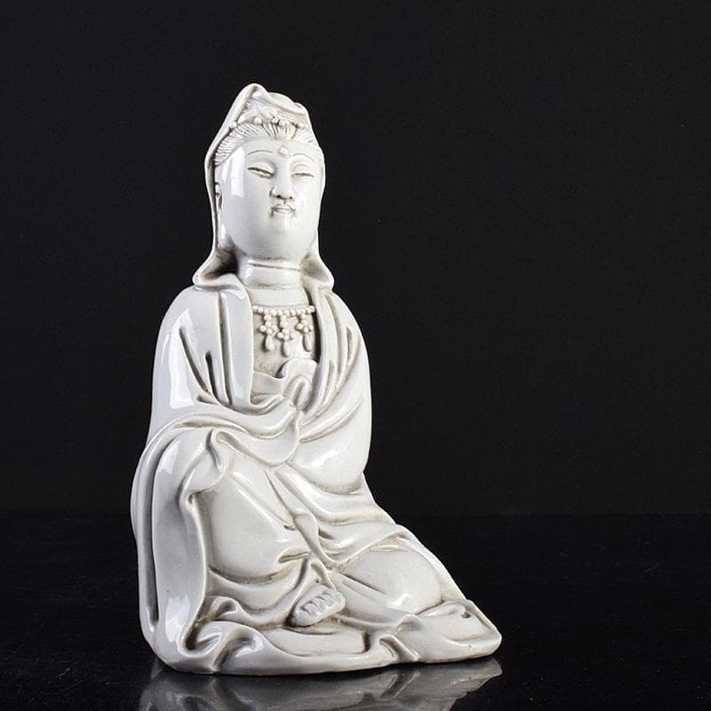 中国 徳化窯白磁 観音菩薩像 C 7889E - メルカリ