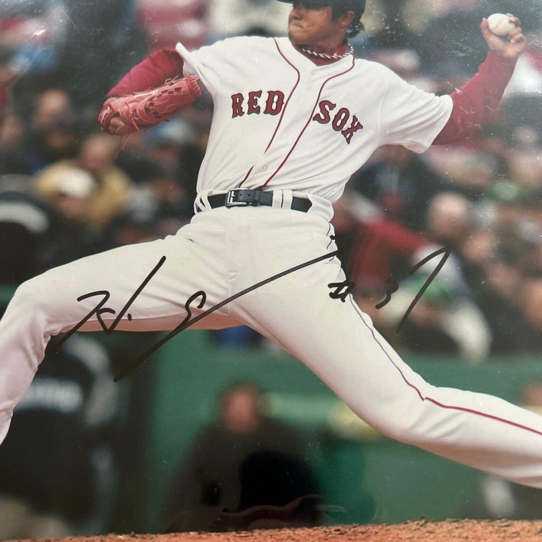 MLB 岡島秀樹 直筆サイン入フォト ボストンレッドソックス 読売