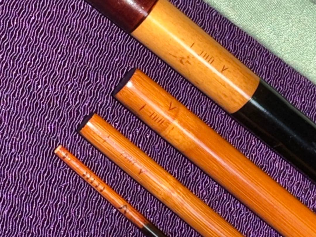 貴重な14尺1寸竿で4本継のへら竿 朴石作 つり心 妙 硬調 節巻 綿握り