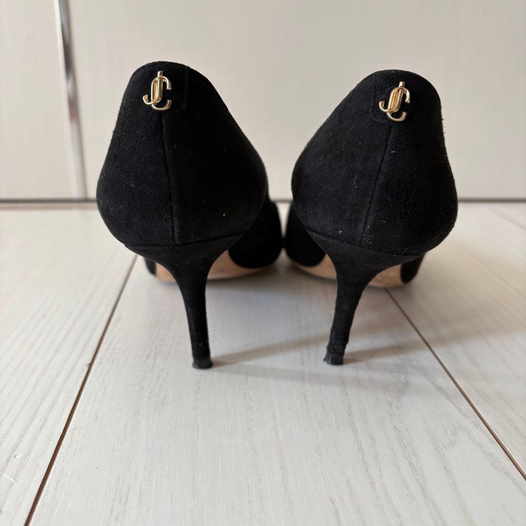 JIMMY CHOO スエードパンプス 24cm ブラック 黒 ポインテッドトゥ