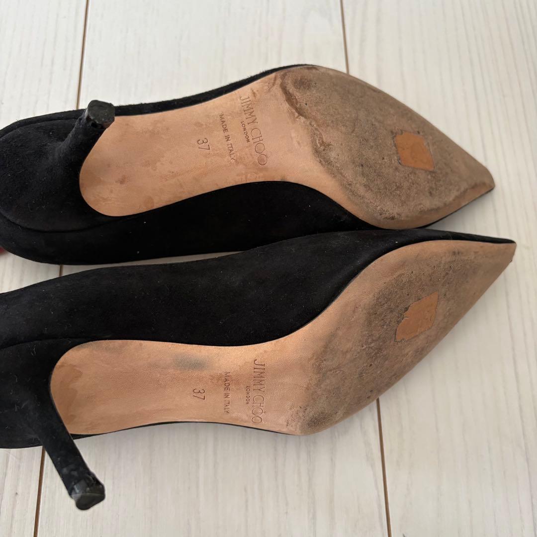 JIMMY CHOO スエードパンプス 24cm ブラック 黒 ポインテッドトゥ