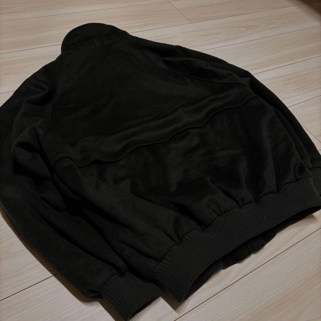 90s ウール ハリントンジャケット 短丈 ブラック グリーン 古着