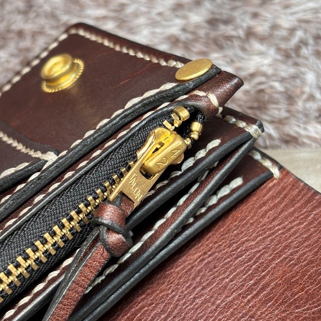 original.トラッカーウォレットロング3層+1ポケ.牛オイルヌメ.チョコ