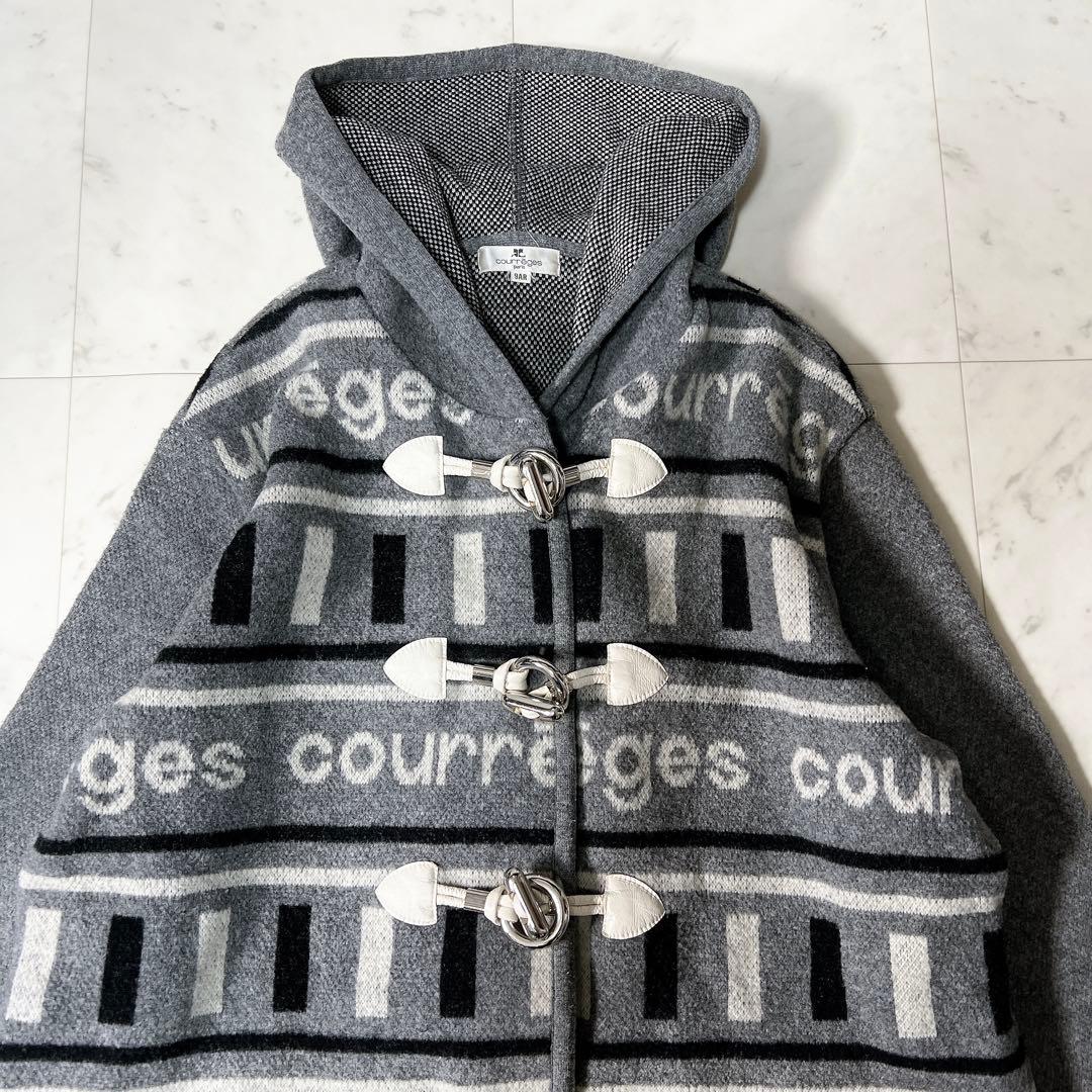 《希少ヴィンテージ》courreges クレージュ ニットダッフルコート 総柄