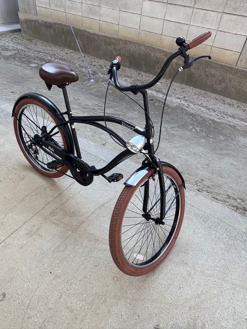 にもさん専用「ビーチクルーザー・ボーイズサイクル(26㌅)」お届けできます。 自転車 26インチ ビーチクルーザー 組み立て不要 自転車【ブラック