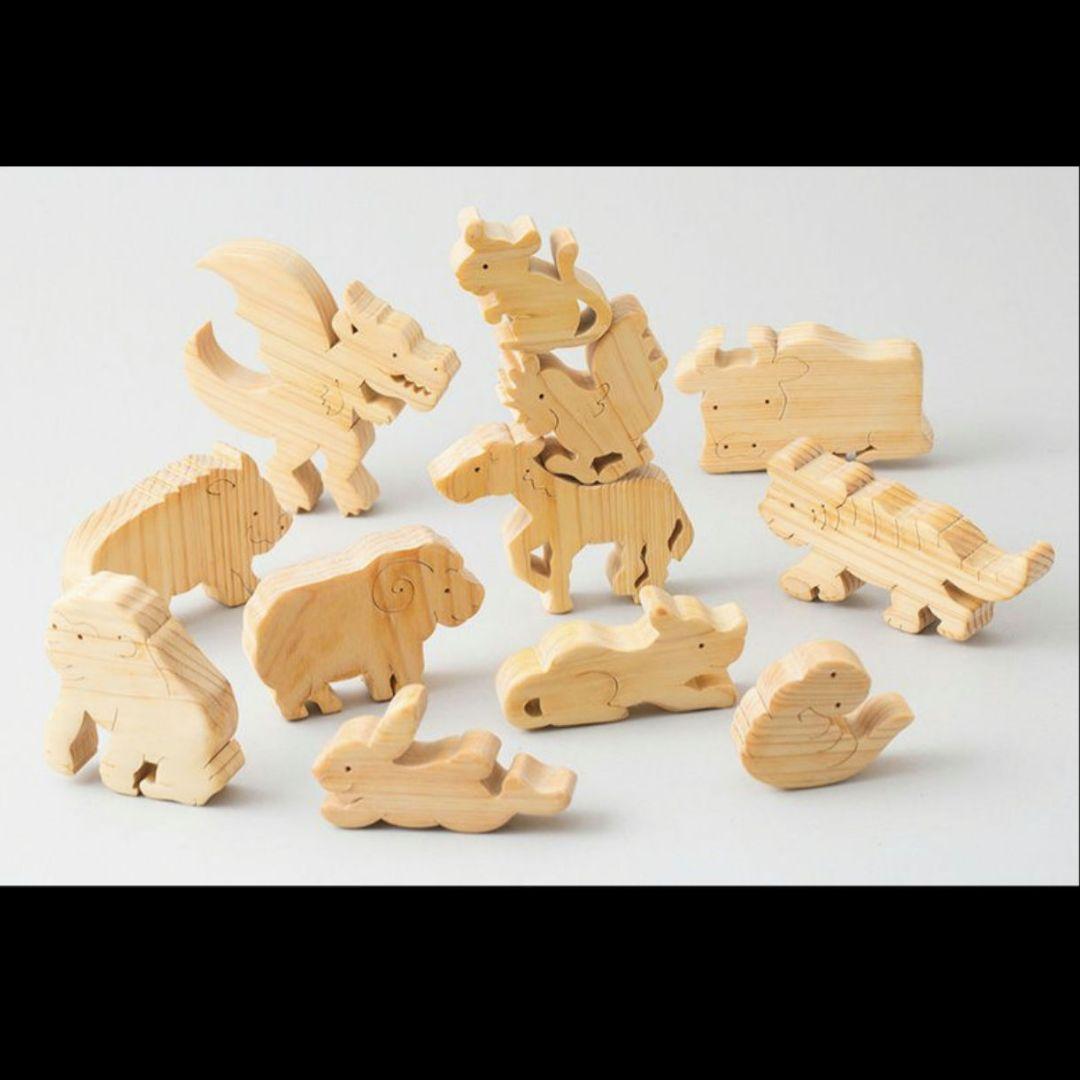 美品】皇室ご愛用 国産木のおもちゃ 山のくじら舎 十二支パズル 干支