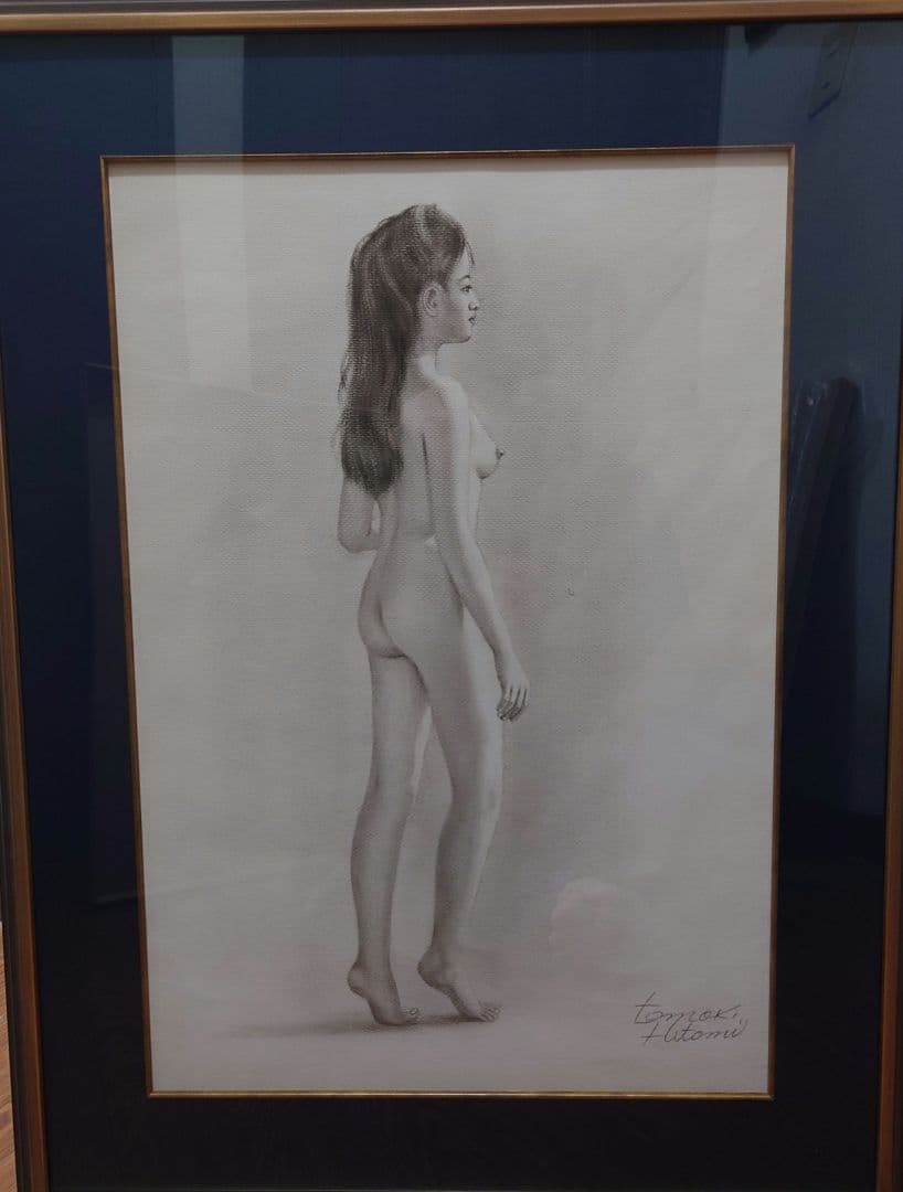 人見友紀 「ラフ」真筆 絵画 鉛筆画 裸婦 裸婦画