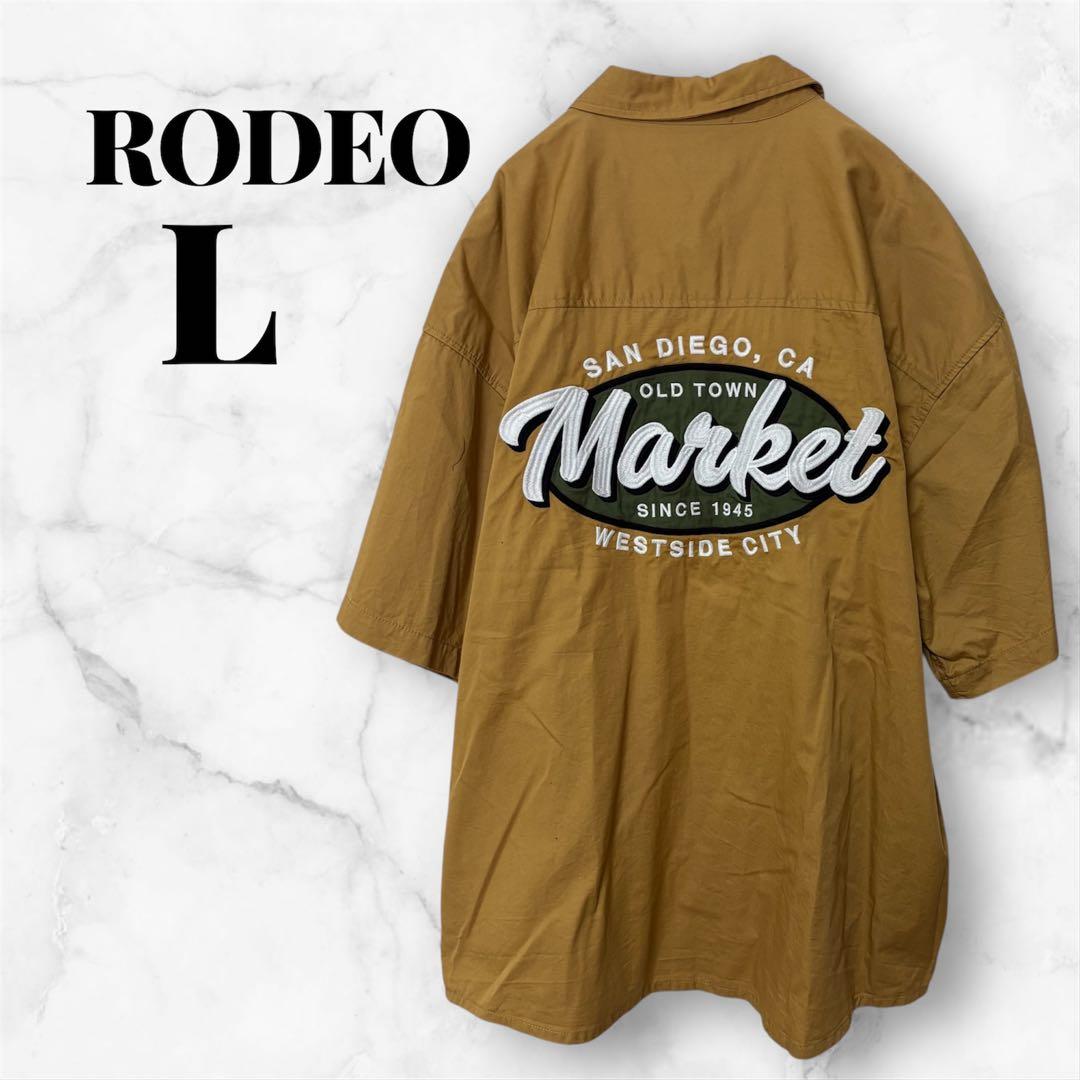 RODEO ロデオ【L】ボーリングシャツ ビッグ ロゴ マスタード イエロー