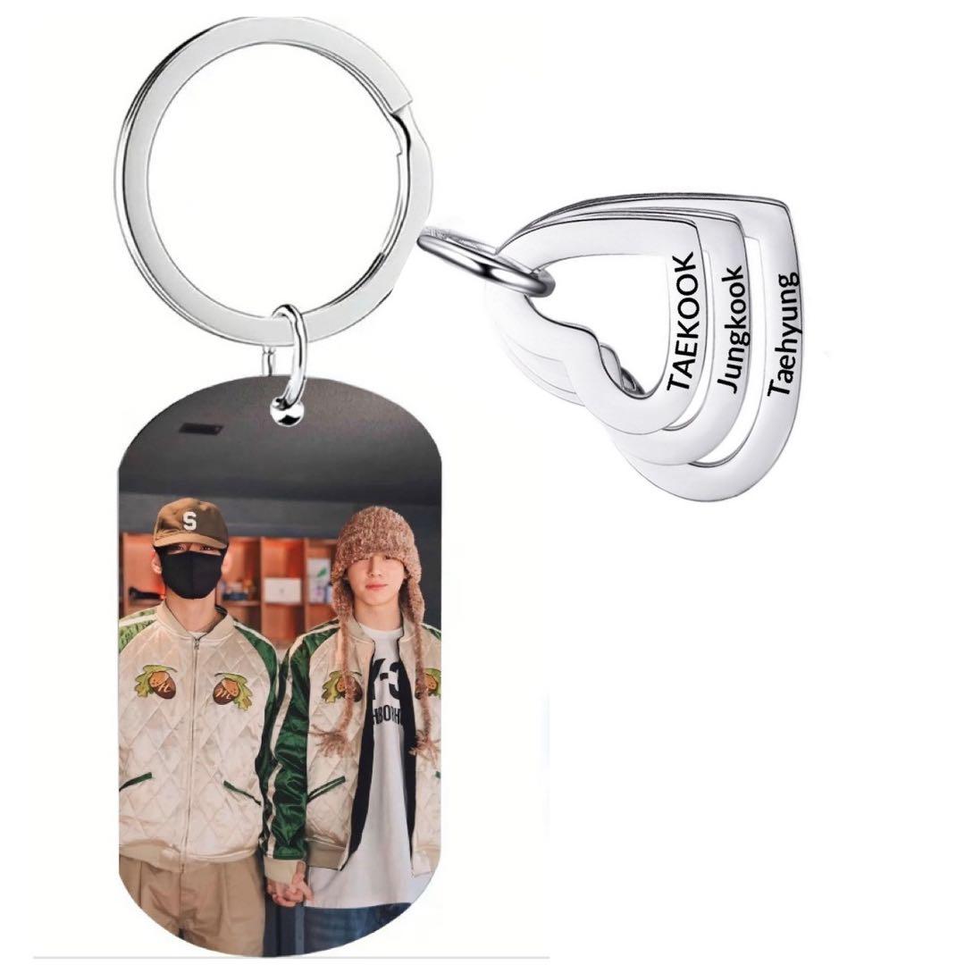 グク テテ グテ ハートチャームキーホルダー 缶バッジ&ホルダー ドールハウス Happy ハート と お花 テディベア くま イニシャル キーホルダー 日本