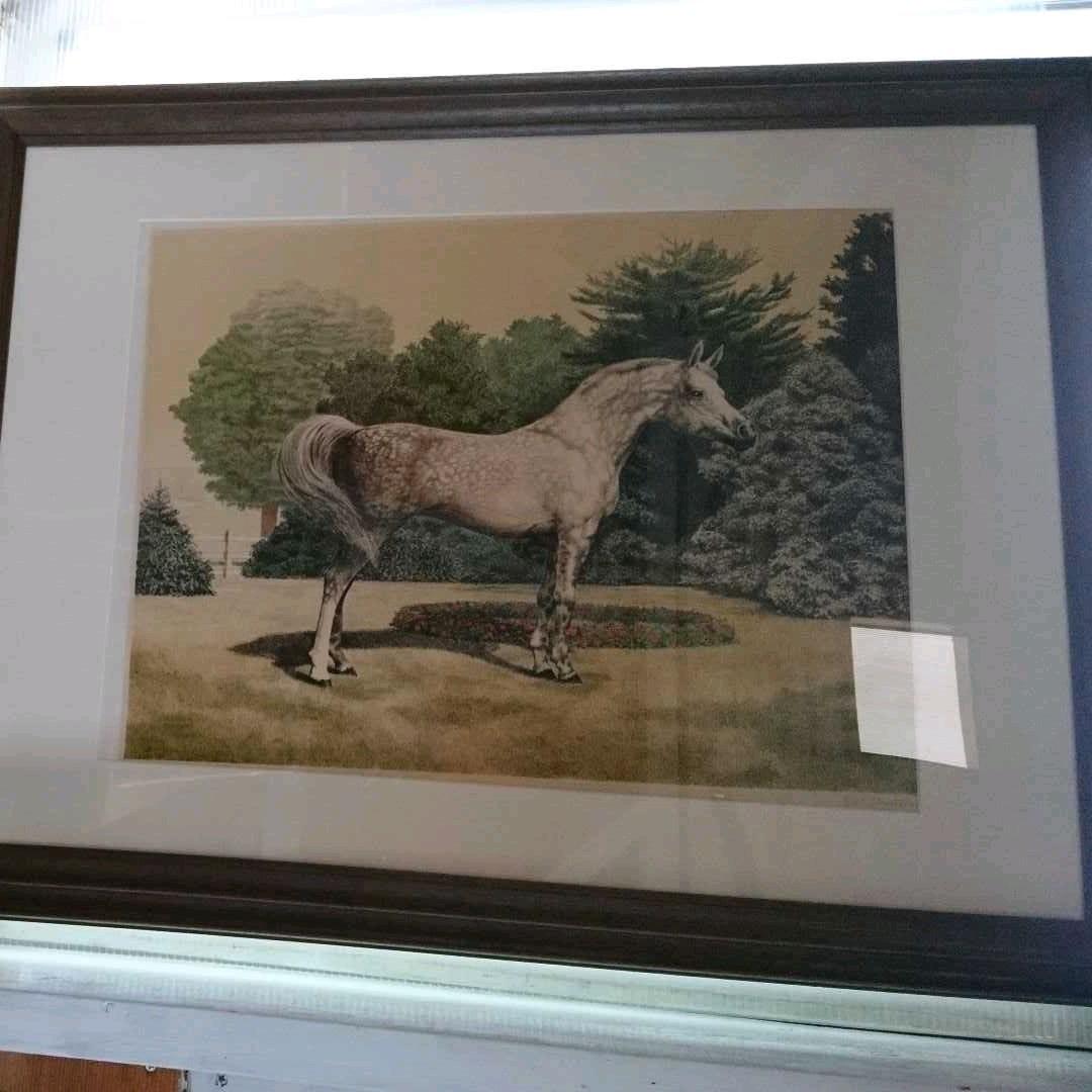 絵画　競馬　馬　額装リトグラフ 馬 絵画 リトグラフ 版画 セルジュ・ラシス 「ロンシャンの乗馬」 額