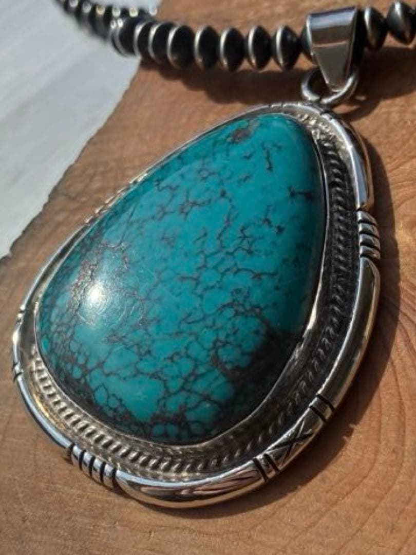 特大 ターコイズ ペンダントトップ シルバー925刻印 インディアン