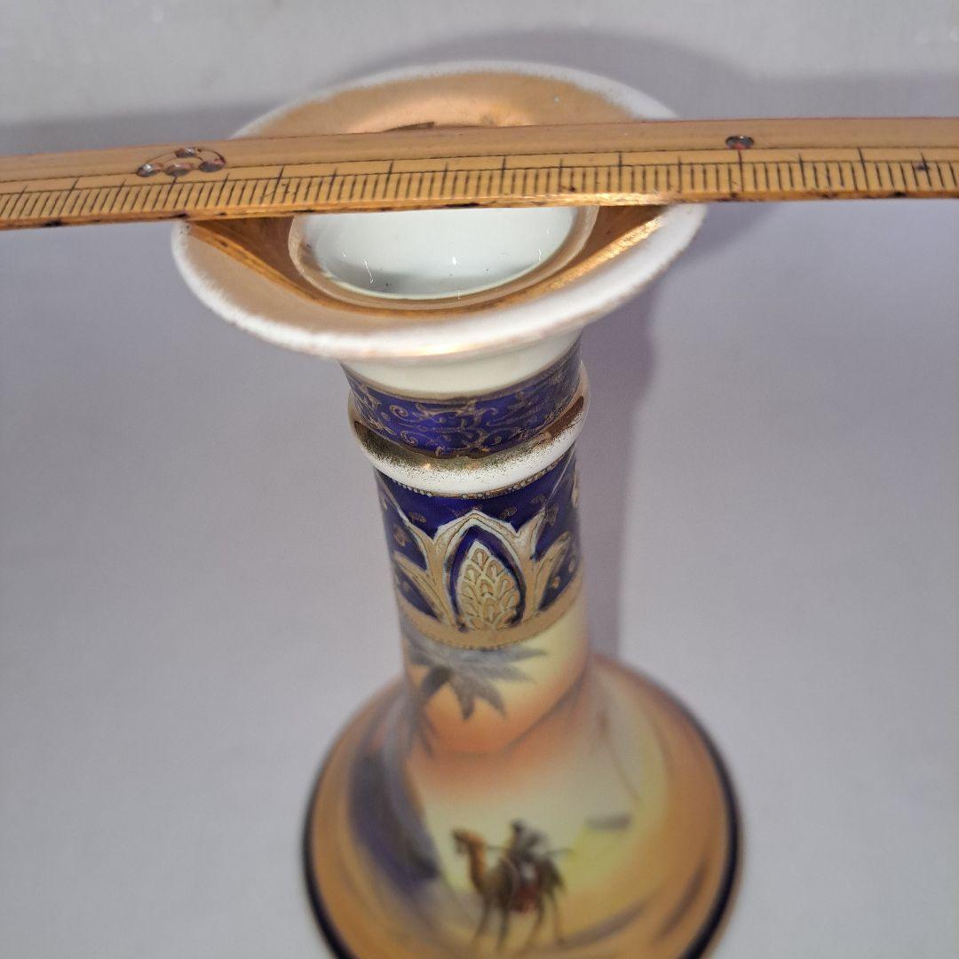 オールドノリタケ キャンドル立て 1933年 本金金彩色絵 砂漠ラクダ