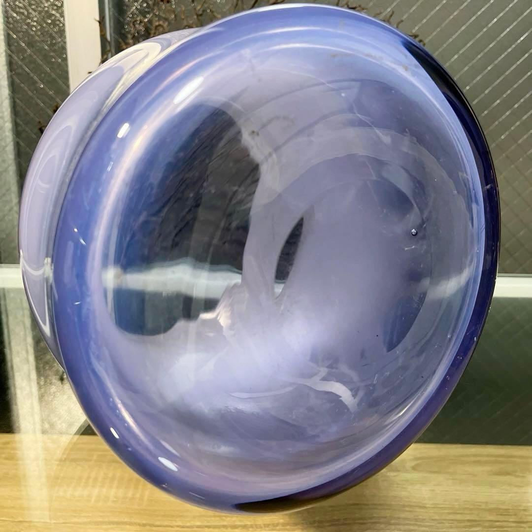 骨董 時代ガラス 淡紫色 乳白色暈し 括れ寸胴型 水指 花器 ウラン