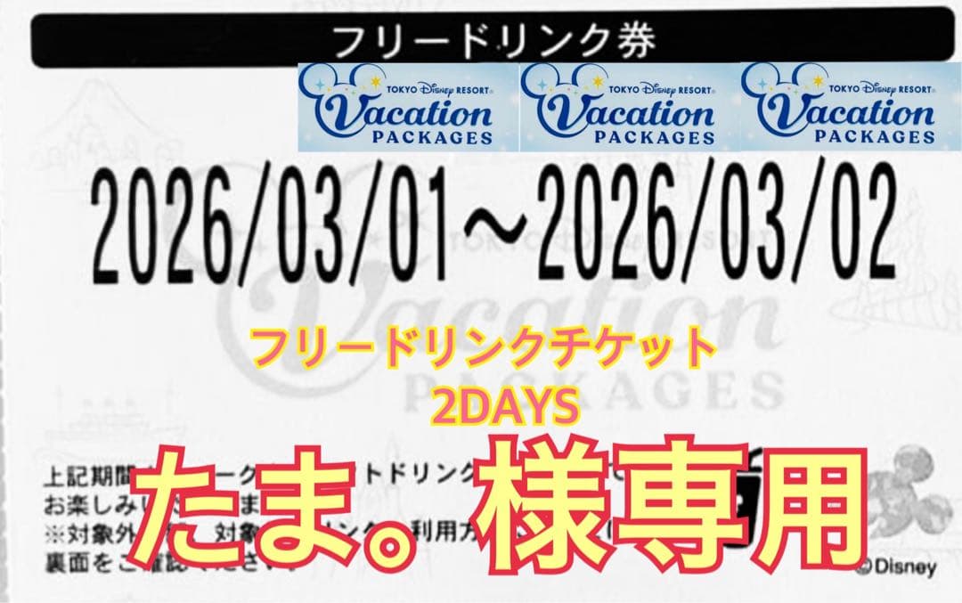 ディズニー リゾート バケパ バケーションパッケージ フリードリンク券