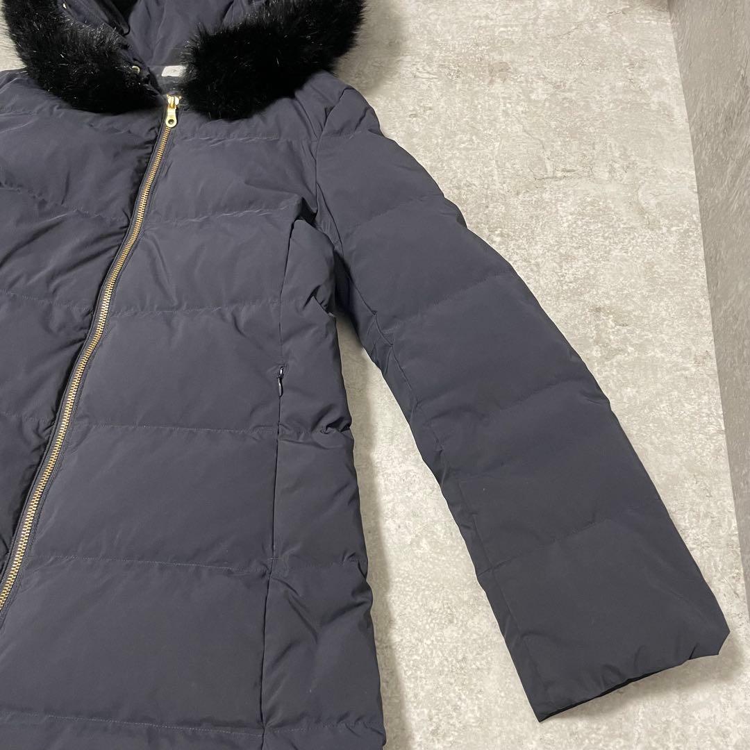 プラステ ロング ダウンコート ファー ネイビー 紺 M ダウン90% - メルカリ