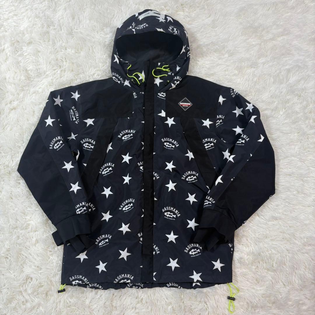 BASSMANIA バスマニア 星柄 マウンテンパーカー L 総柄 フード付