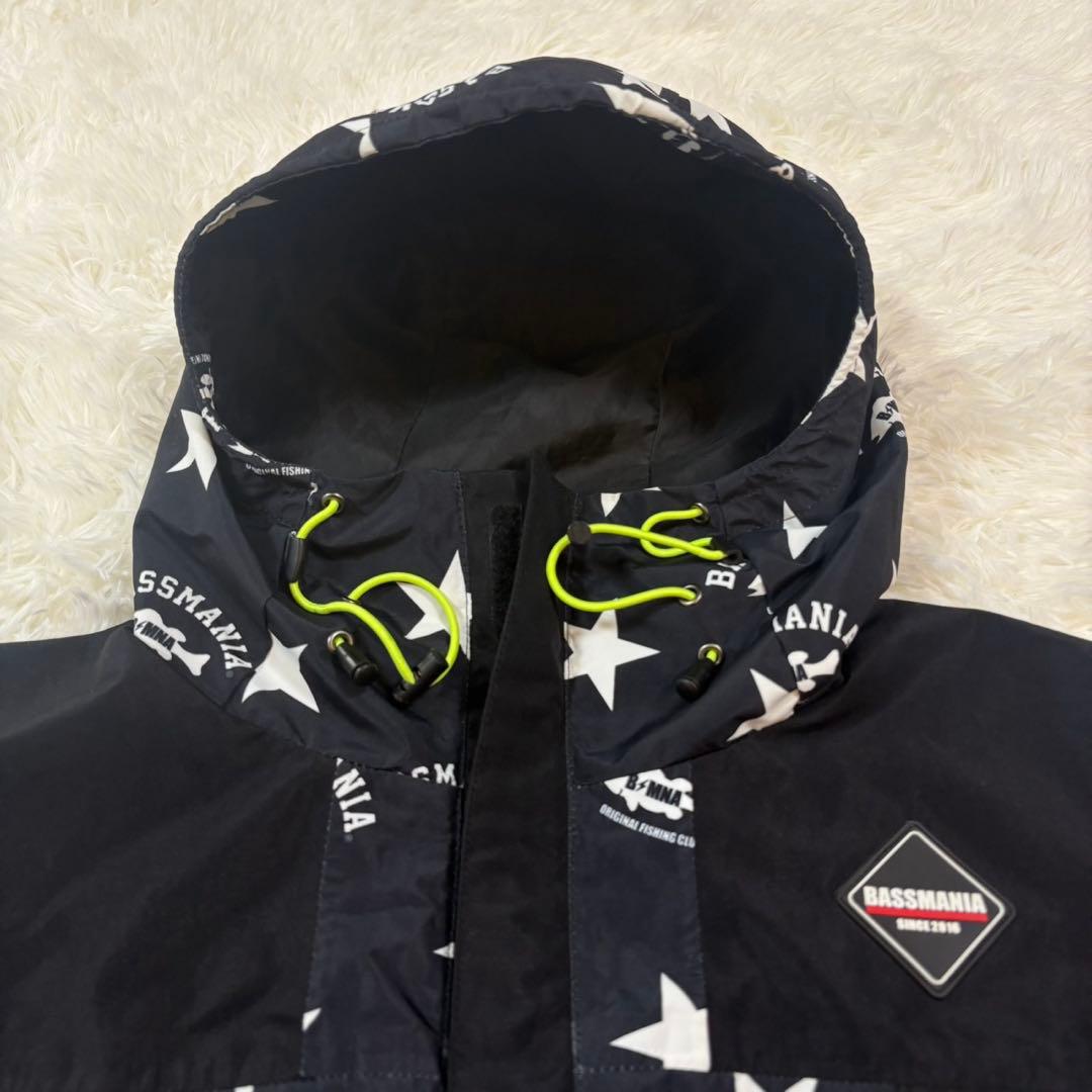 BASSMANIA バスマニア 星柄 マウンテンパーカー L 総柄 フード付