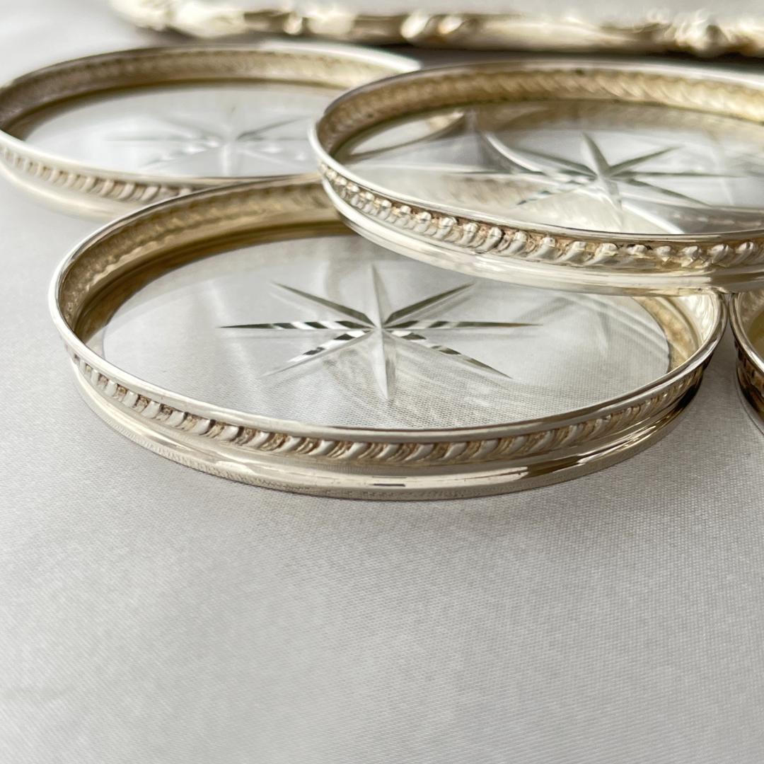 純銀 / ガラス】フリルのワイングラスコースター 5枚 スターリングシルバー