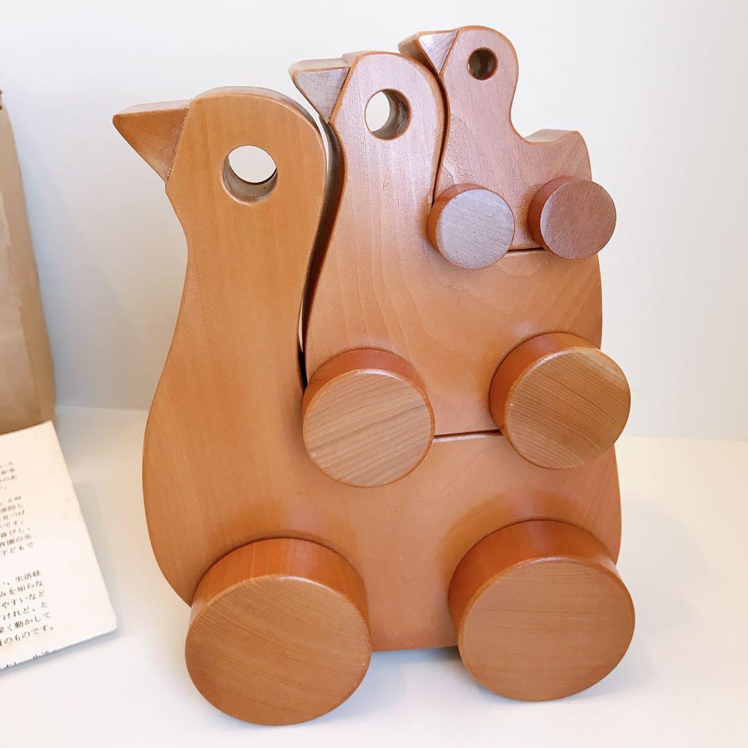 寺内定夫のおもちゃ　おんぶぐるま　とり　木のおもちゃ　希少　当時もの