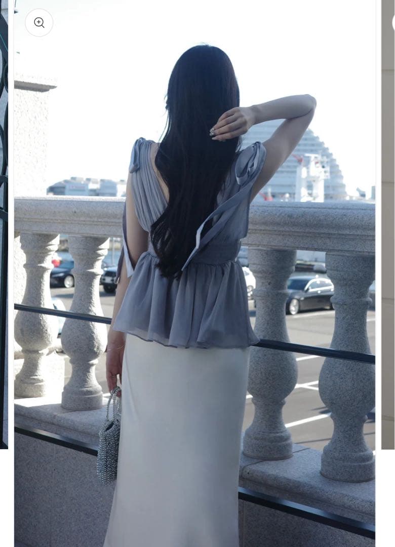 ポローラ poláura ショルダーリボンシフォンブラウス グレー - メルカリ