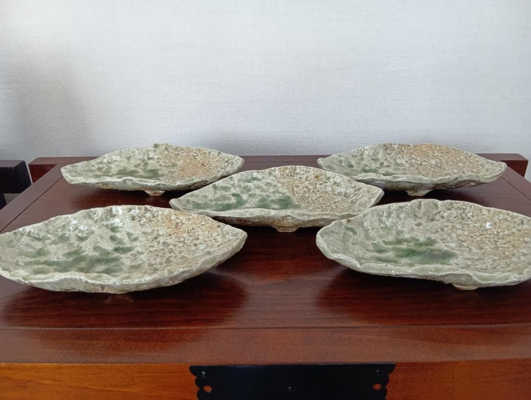 蓮善隆 灰釉平向付5客セット（伊賀焼）