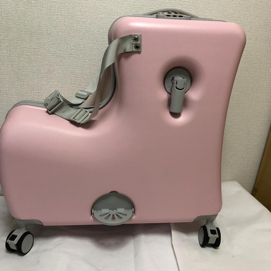中古】子供が乗れるキャリーケース キッズトラベル Mサイズ ピンクZ26