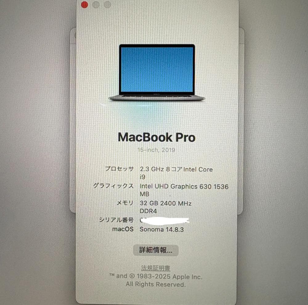 MacBook Pro15㌅ 2019 i9 32GB 1TB充放電113回美品 - メルカリ